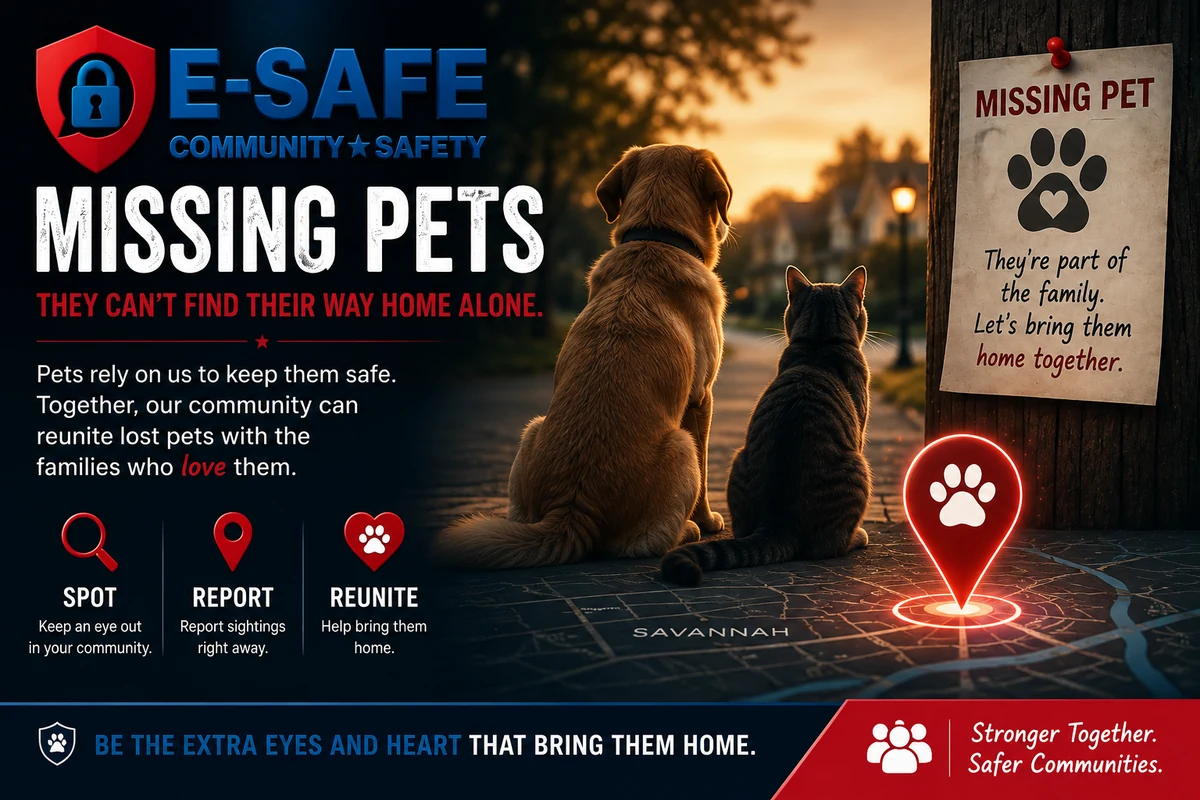 E-Safe lost and found pet reporting and reunification support in Coastal Georgia