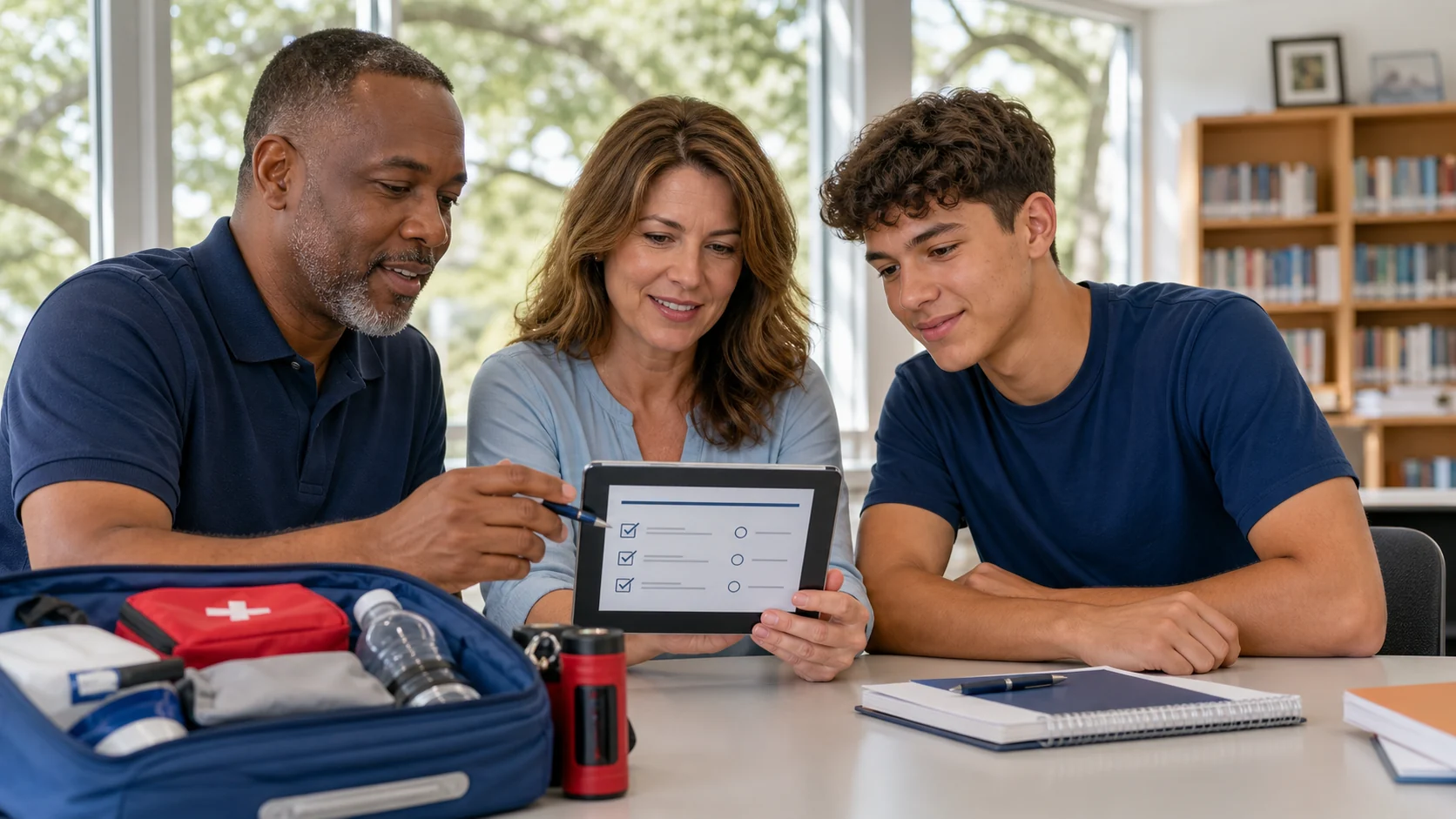 Coastal Georgia family completing an E-Safe community safety preparedness quiz